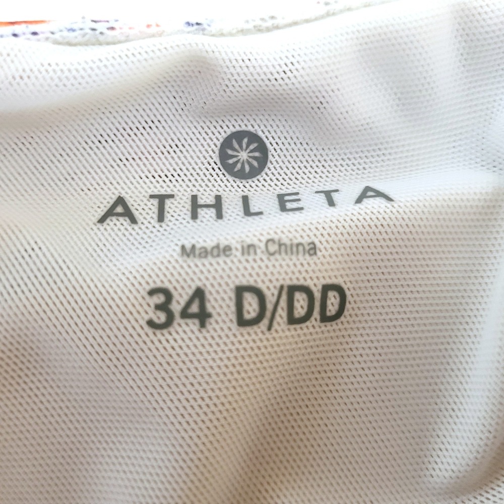 Athleta Blue Red Geometric Floral Halter Bikini Sporty Swimsuit Top 34 D / DD - Picture 5 of 6